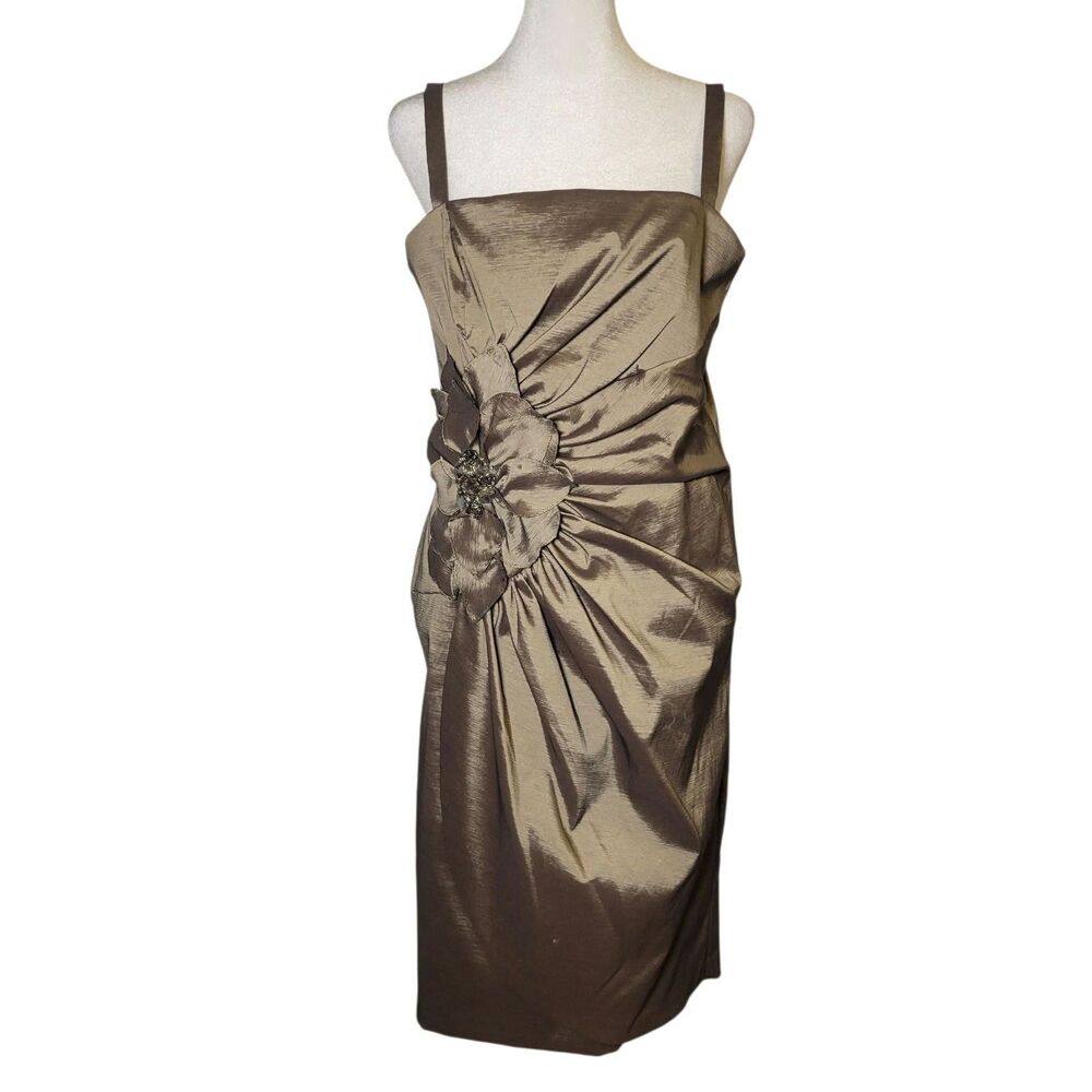 R&M Richards Metallic Cocktail Dress Sz 10 Promcore Retro Glam Mother of Bride